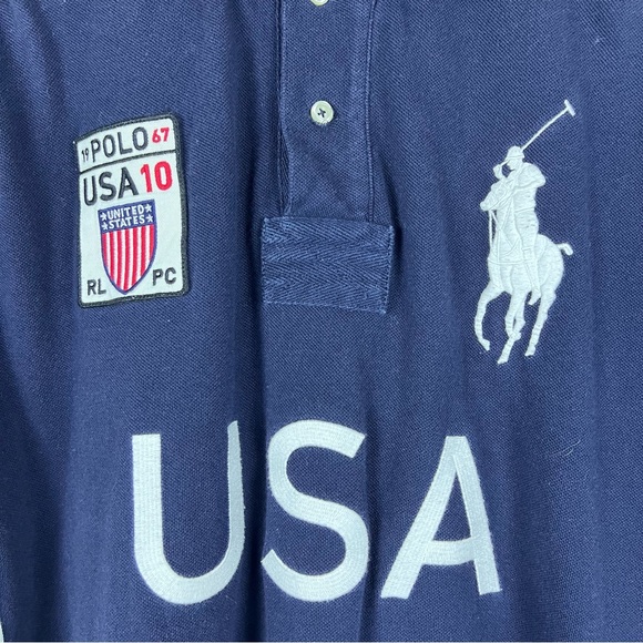 Polo Ralph Lauren Men’s USA #10 Big Pony Flag Cotton Shirt XL Custom Fit - Picture 3 of 11